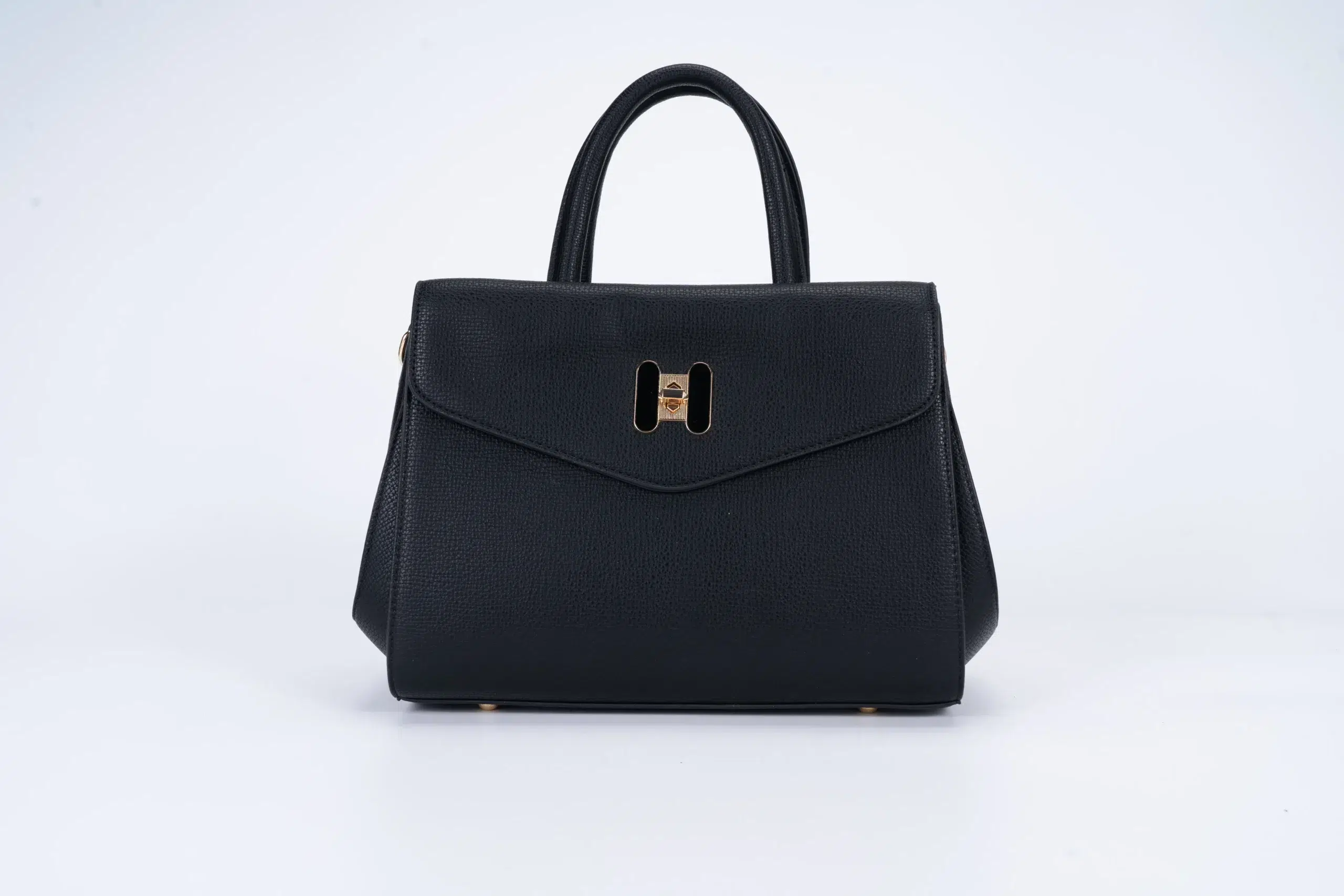 Set of Small Classic Leather Handbag with Wallet - Black - Image 2