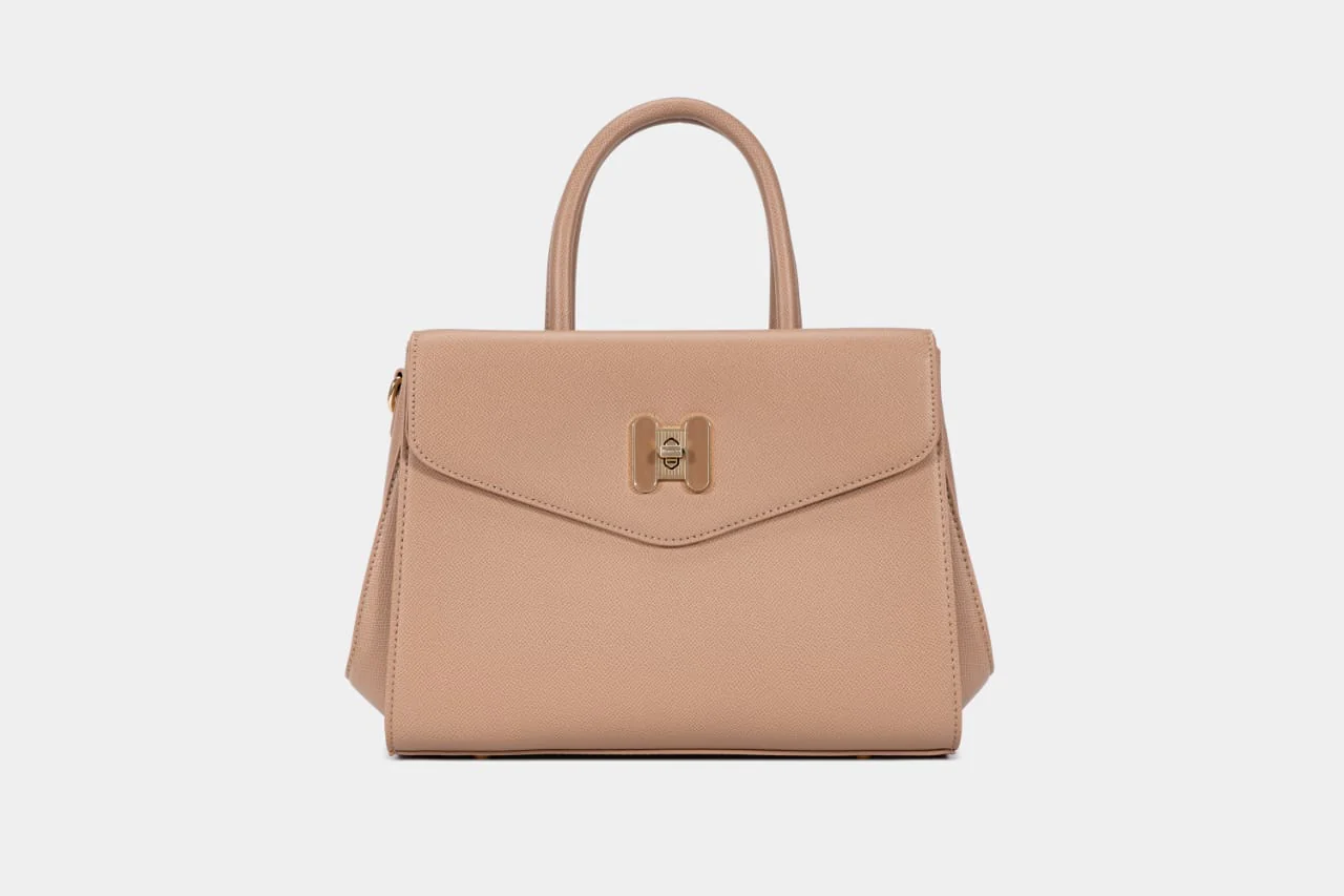 Set of Small Classic Leather Handbag with Wallet - Tan - Image 2