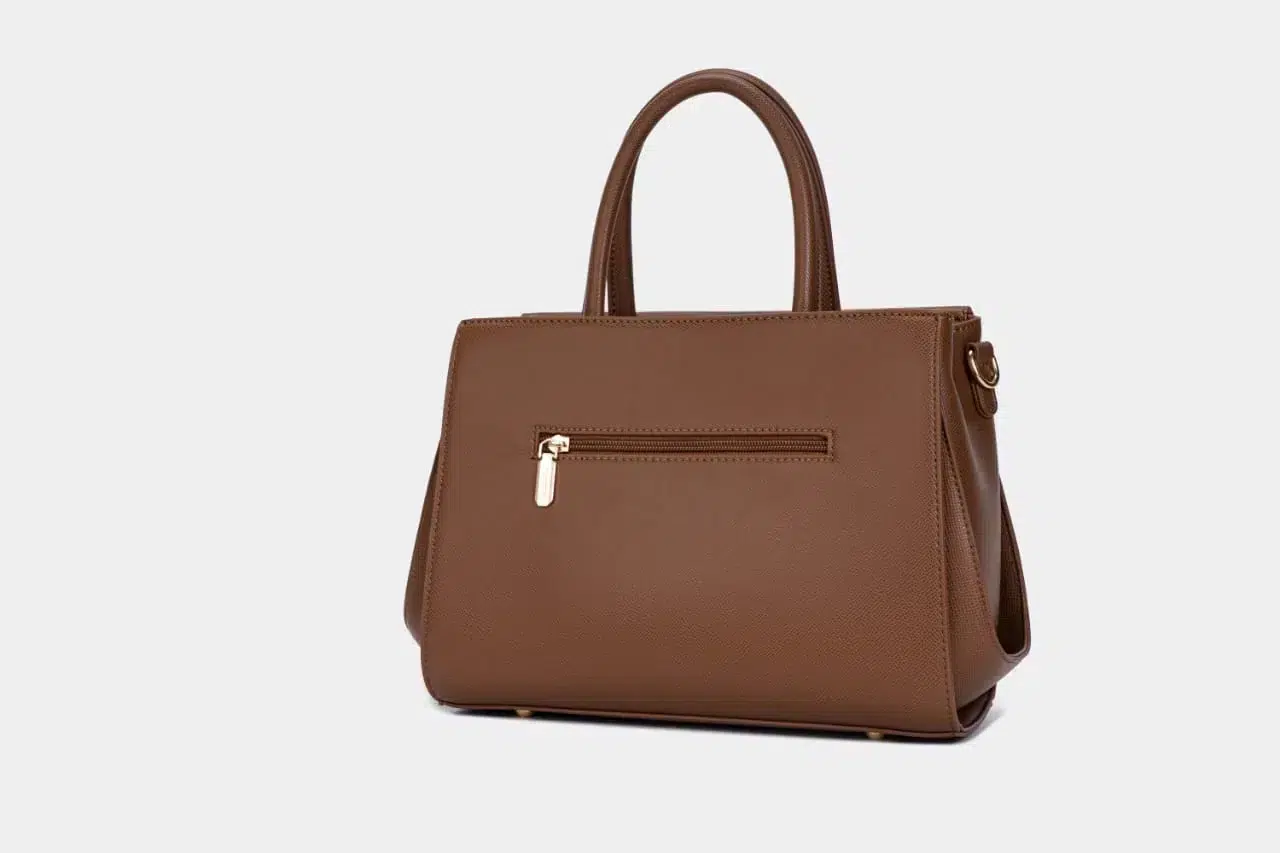 Set of Small Classic Leather Handbag with Wallet - Brown - Image 3