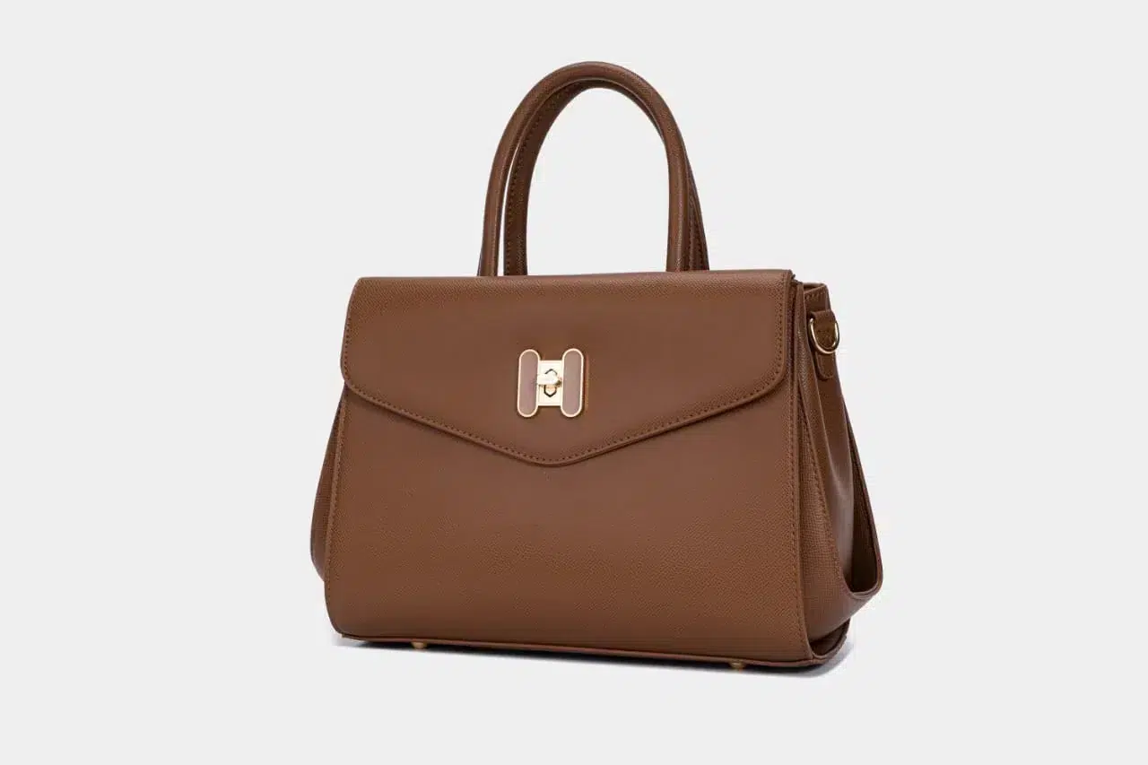 Set of Small Classic Leather Handbag with Wallet - Brown - Image 2