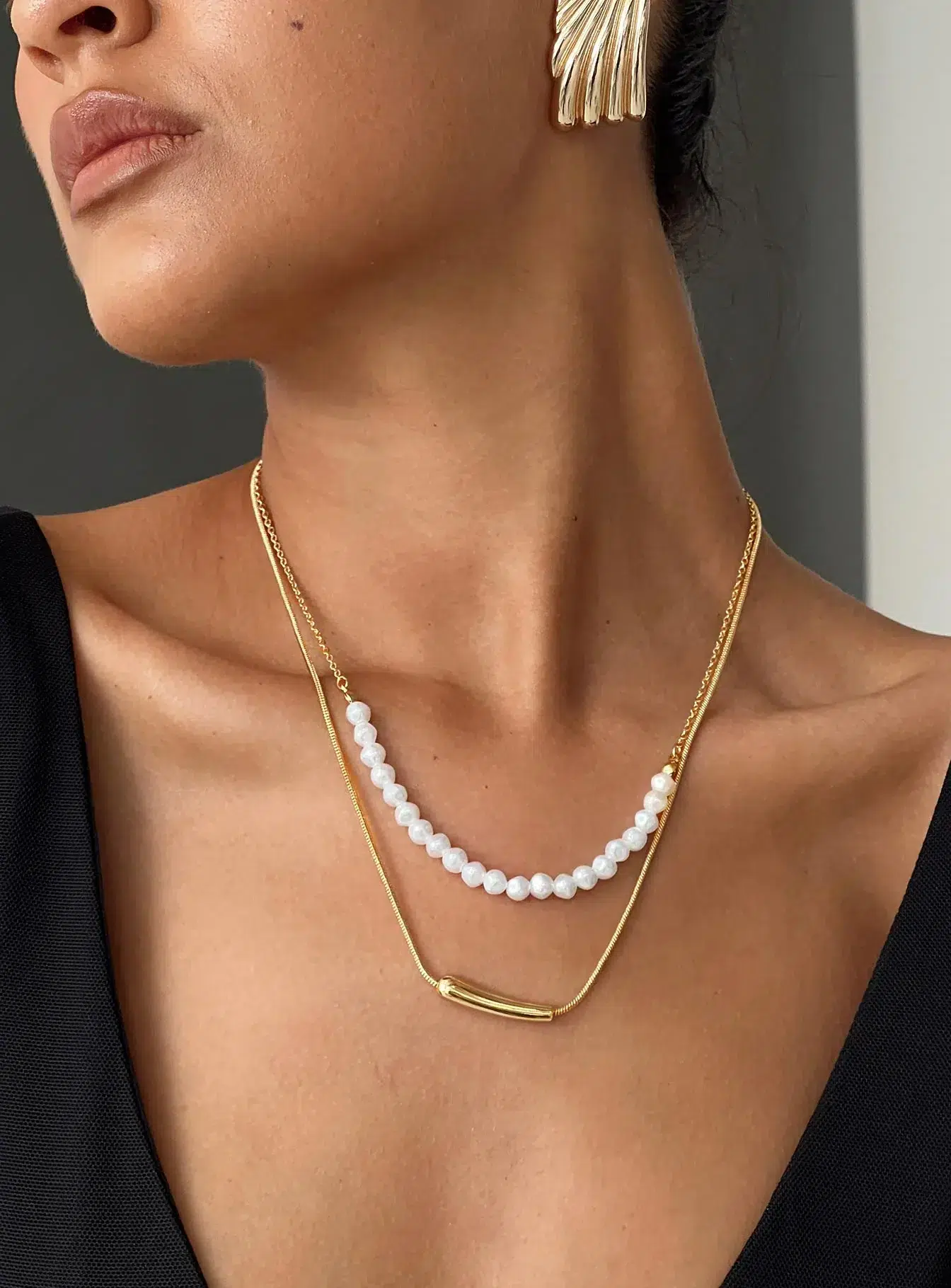 JW001 - Pearled Necklace Gold - Image 3